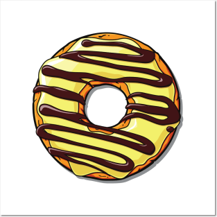 Yellow Donut, Doughnut, Chocolate, Icing, Frosting Posters and Art